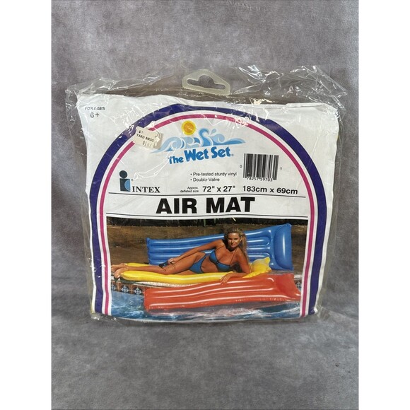 Vintage 90s (1992)  The Wet Set Intex Air Mat  blue  72”x27”  Pool Float Sealed - Picture 1 of 4
